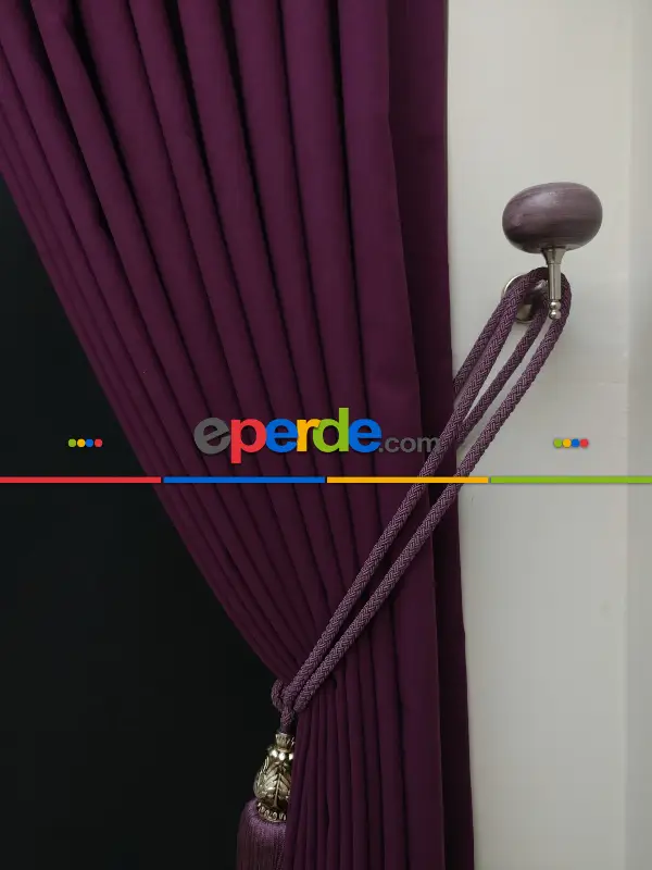 Düz Renk Dökümlü Fon Perde (150)- Mor