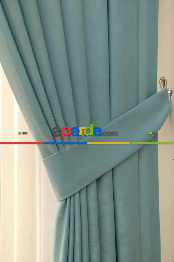 Yatak Odası - Soft Fon Perde Mint Kumaş Kanat Yan Perde- Mint