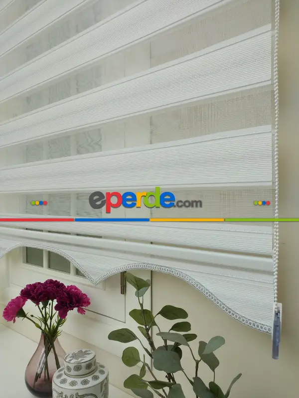 Salon Zebra Perde - Zebra Perde - Micro Pilise - Simli Geçişli Zebra Perde- Gümüş Simli