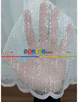 Yağmur Damlası Örme Tül- Ekru