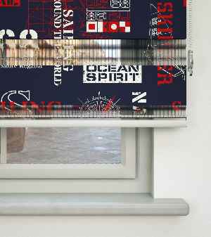 Çocuk Odası Zebra Perde - Denizci Desen Baskılı Zebra Perde- Lacivert-Kırmızı