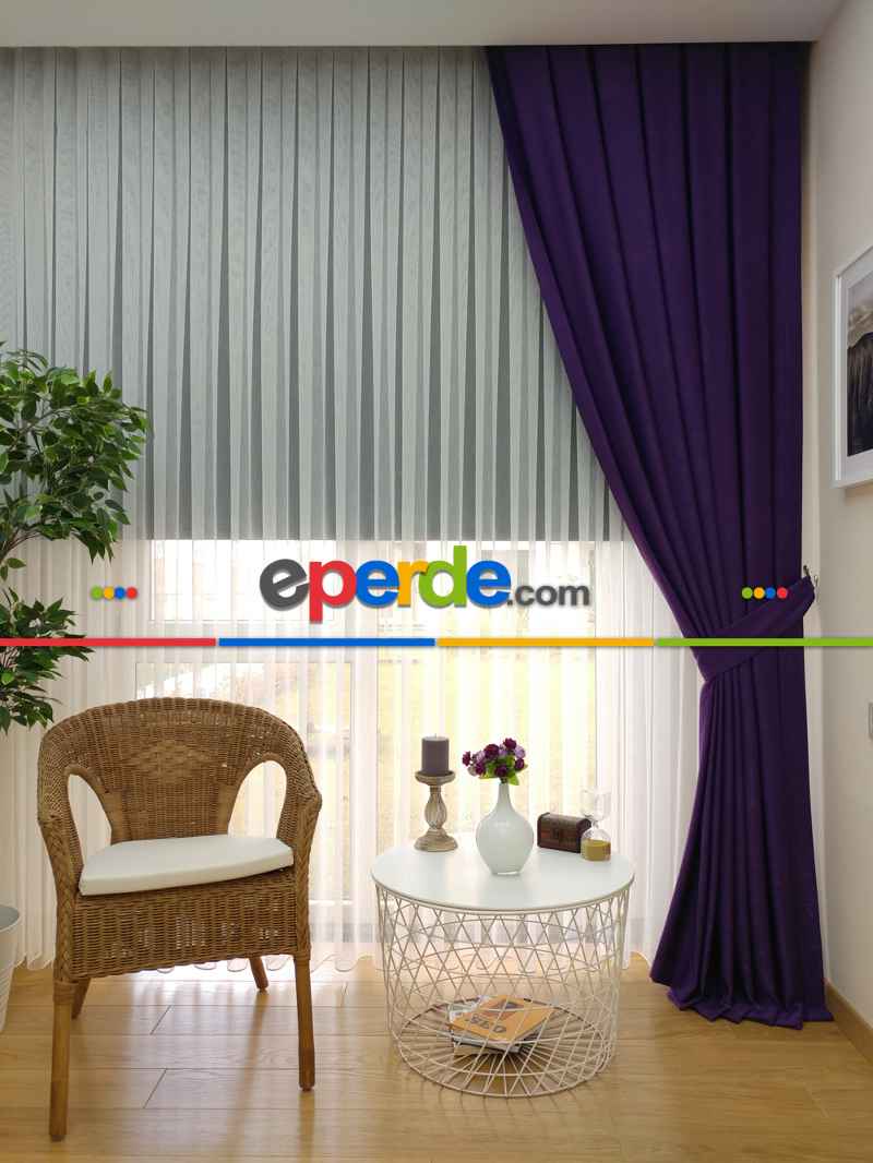 Soft Mor Fon Perde Geniş En (285)- Mor