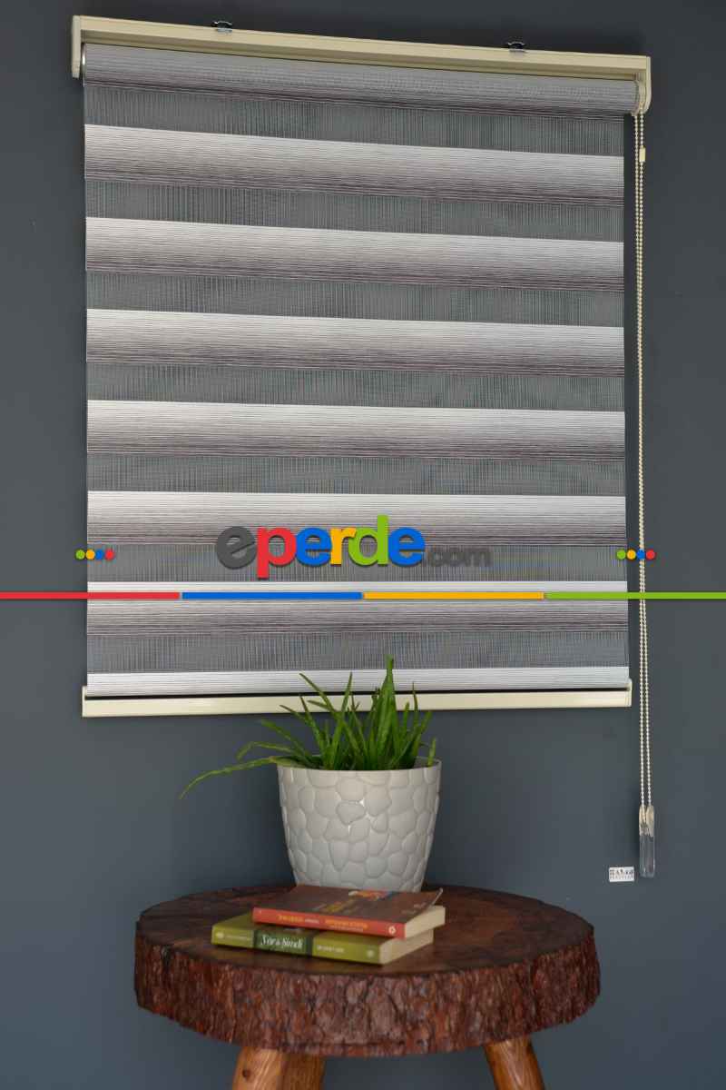 Halim Perdesan Yz-05 Beyaz & Gri Renk Etekli Veya Eteksiz Zebra Stor Perde
