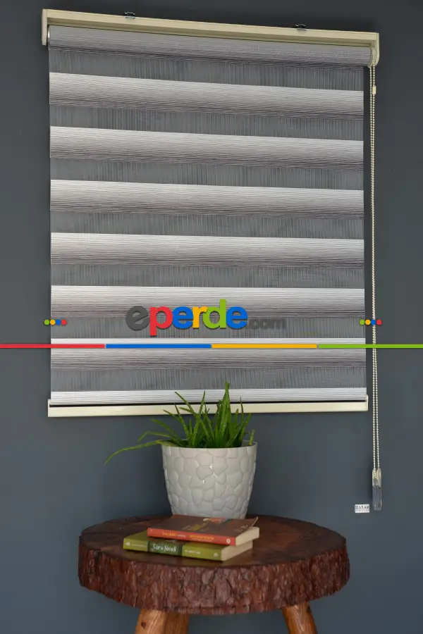 Halim Perdesan Yz-05 Beyaz & Gri Renk Etekli Veya Eteksiz Zebra Stor Perde