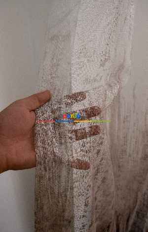 Hazır Ölçülü Modern Koyu Kahverengi Desenli Degrade Geçişli Yüksek Kalite Örme Tül Perde