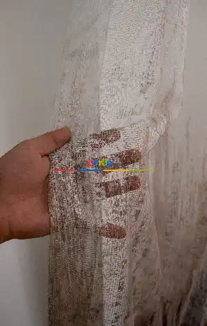 Hazır Ölçülü Modern Koyu Kahverengi Desenli Degrade Geçişli Yüksek Kalite Örme Tül Perde