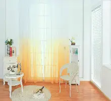 Mutfak - Renkli Geçişli Yeni Moda Pastel Renk Tül Perde - Kavun İçi- Hardal - Kurşunlu Tül