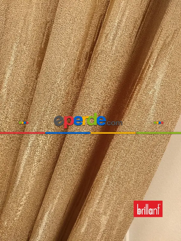 Brillant Jakar Fon Camel Renk Düz Fon Perde - Camel