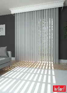 Brillant Akıllı Tül Perde Açık Gri Renkli Tül Dikey Zebra Perde Düz 1. Kalite