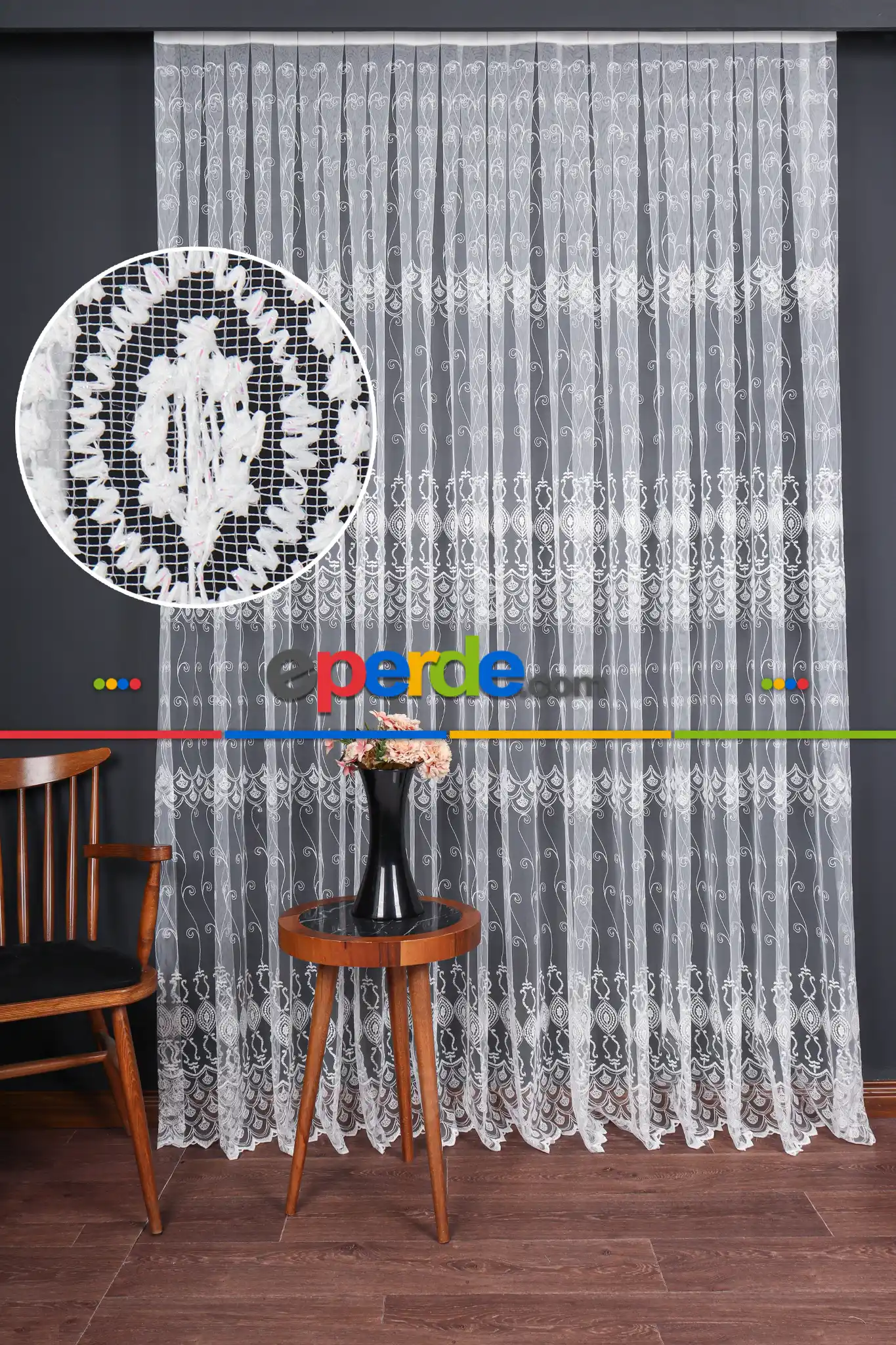 Salon Ve Oturma Odası İçin Brode Tül Perde | Özel Desen