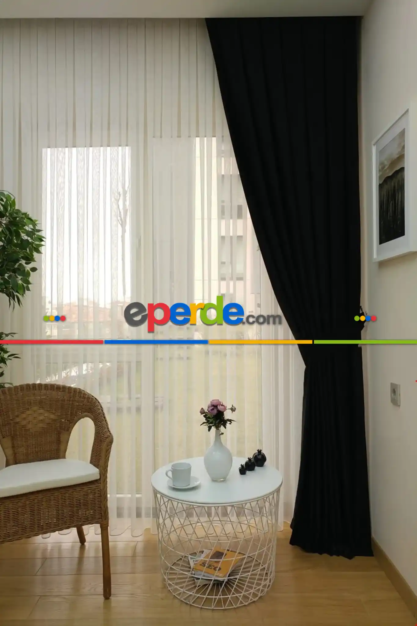 Soft Fon Perde Siyah Kumaş Kanat Yan Perde- Siyah