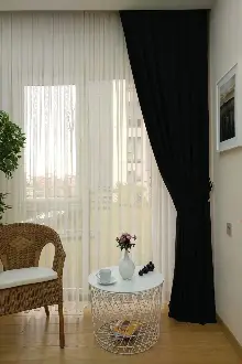 Soft Fon Perde Siyah Kumaş Kanat Yan Perde- Siyah