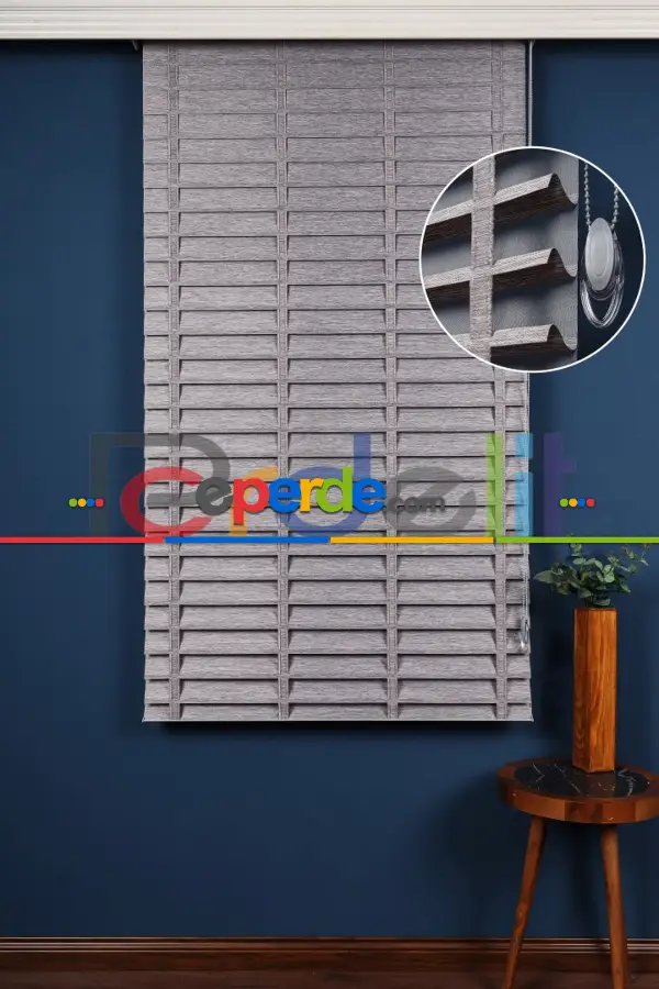 Gri 50mm Silüet Kumaş Jaluzi Perde