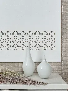 Ekru Lazer Kesimli Stor Perde ( Lazer Kesim Fiyata Dahildir) Metal Kasalı - Yüksek Kalite - Kornişe Kolay Montaj Seçenekli