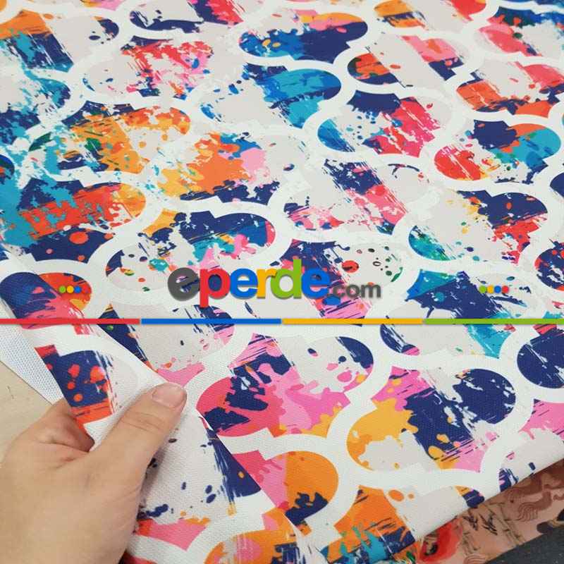 Mutfak Perdesi Kanat Fon Perde Modern Desenli- Lacivert