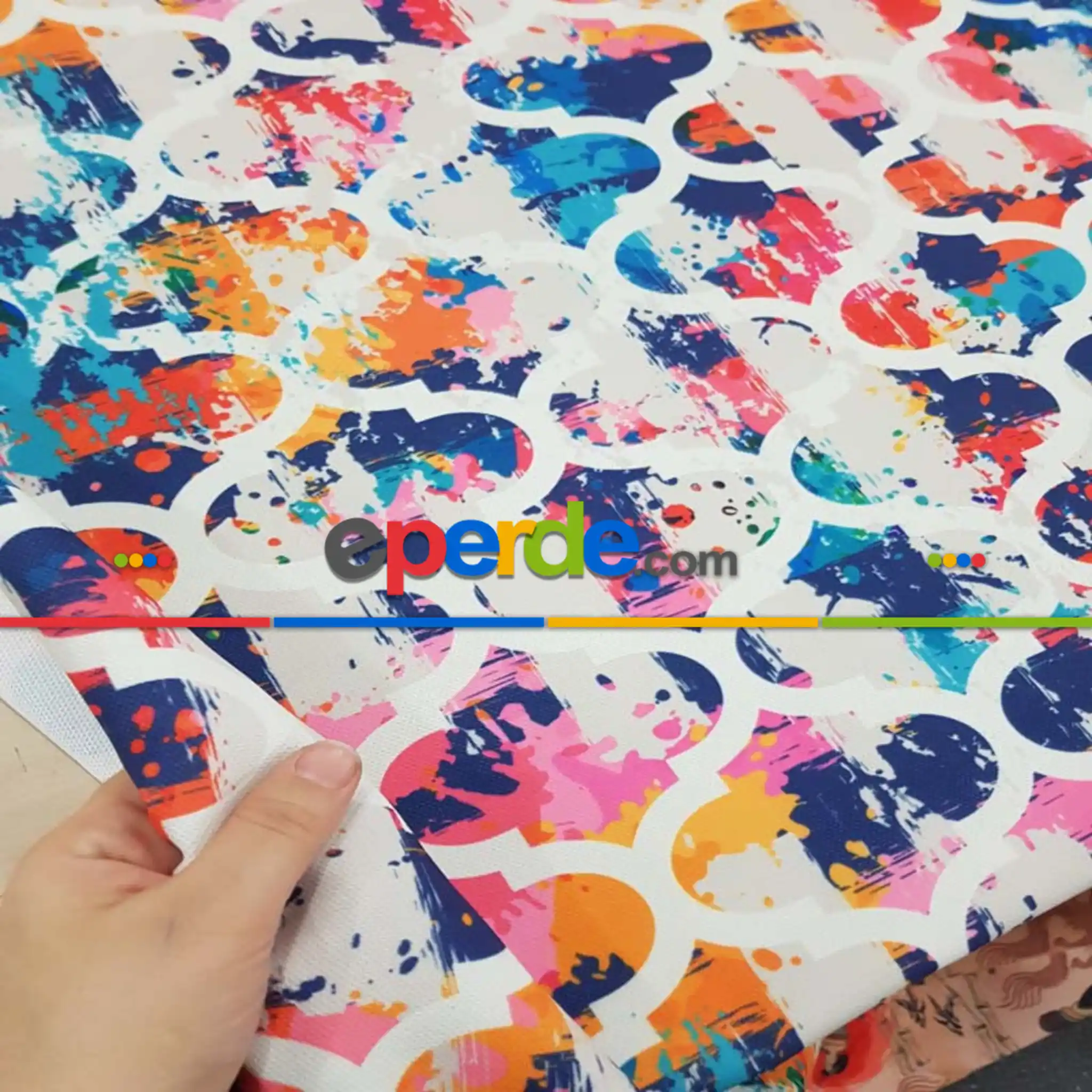 Mutfak Perdesi Kanat Fon Perde Modern Desenli- Lacivert