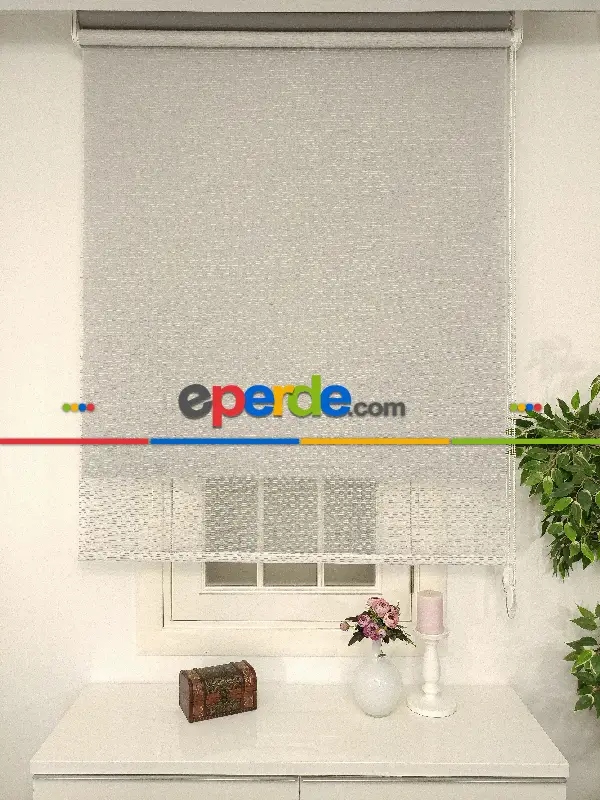 Oturma Odası - Tül Stor Yeni Sezon Elit Boğma Tül Beyaz Gri- Beyaz-gri Açık 214