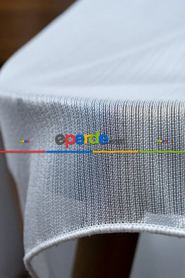 Düz Çizgili Tül -prd 2008 Pırıltılı - Dönergücü- Ekru - Kurşunlu Tül