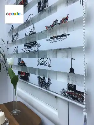 Fırsat!!! Siyah-kırmızı İstanbul Desenli Perde- Siyah-kırmızı 100cm X 200cm 