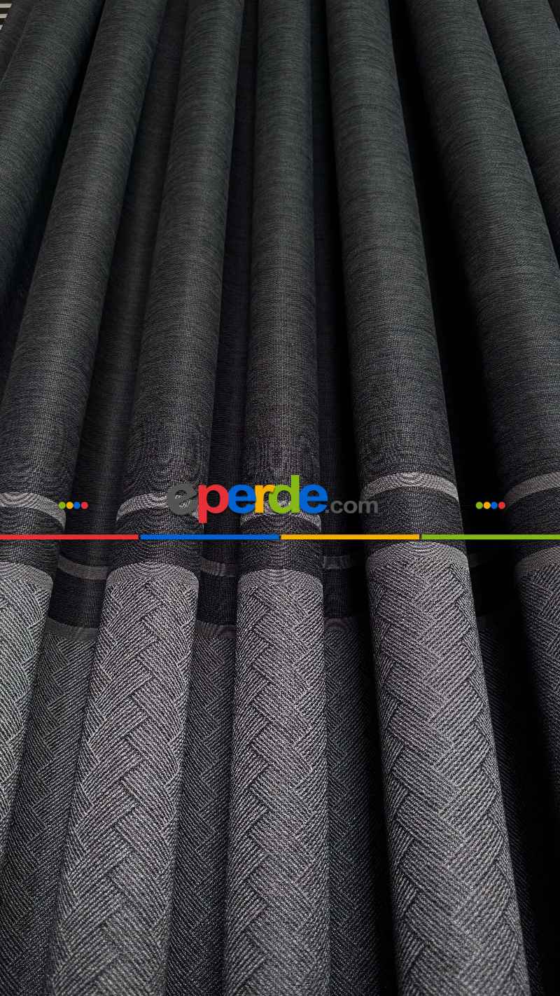 Antrasit Gri Pano Jakar Dokuma Fon Perde - Premium Seri Ağır Gramajlı