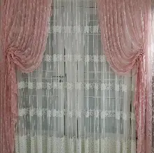 Tül Fon Pembe Renk Büzgülü Yeni Tasarım Penbe Moda Fon Perde- Pembe 70cm X 270cm 