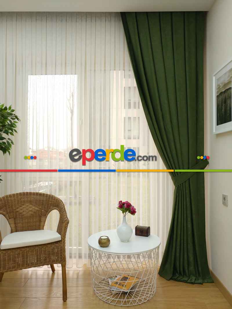 Soft Çimen Yeşili Fon Perde (180)- Yeşil Koyu Yeşil