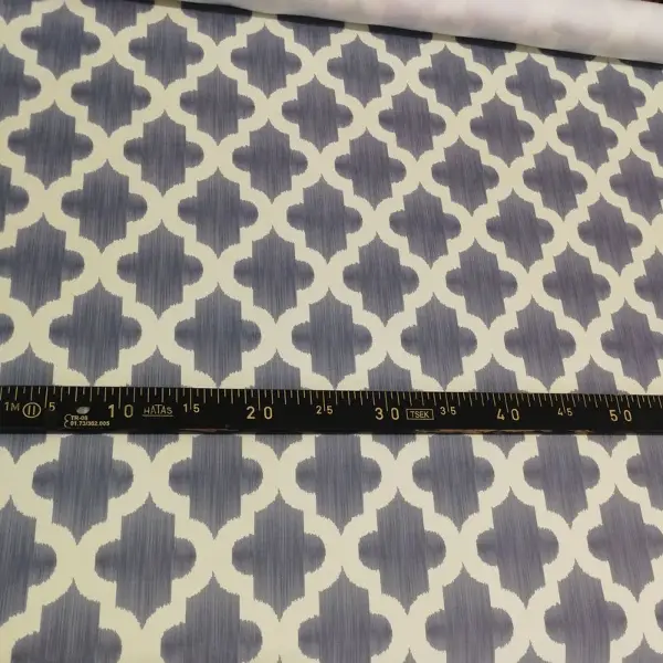 Geometrik Desenli Fon Perde Evm366 _g - Kumaşı Kalındır Duck Bezi Değildir.- Gri-füme-antrasit-beyaz