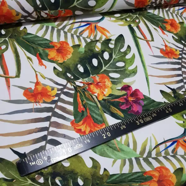 Tropikal Desenli Fon Perde Evm299 -t - Kumaşı Kalındır Duck Bezi Değildir.- Yeşil-Sarı-Beyaz-Çok Renkli