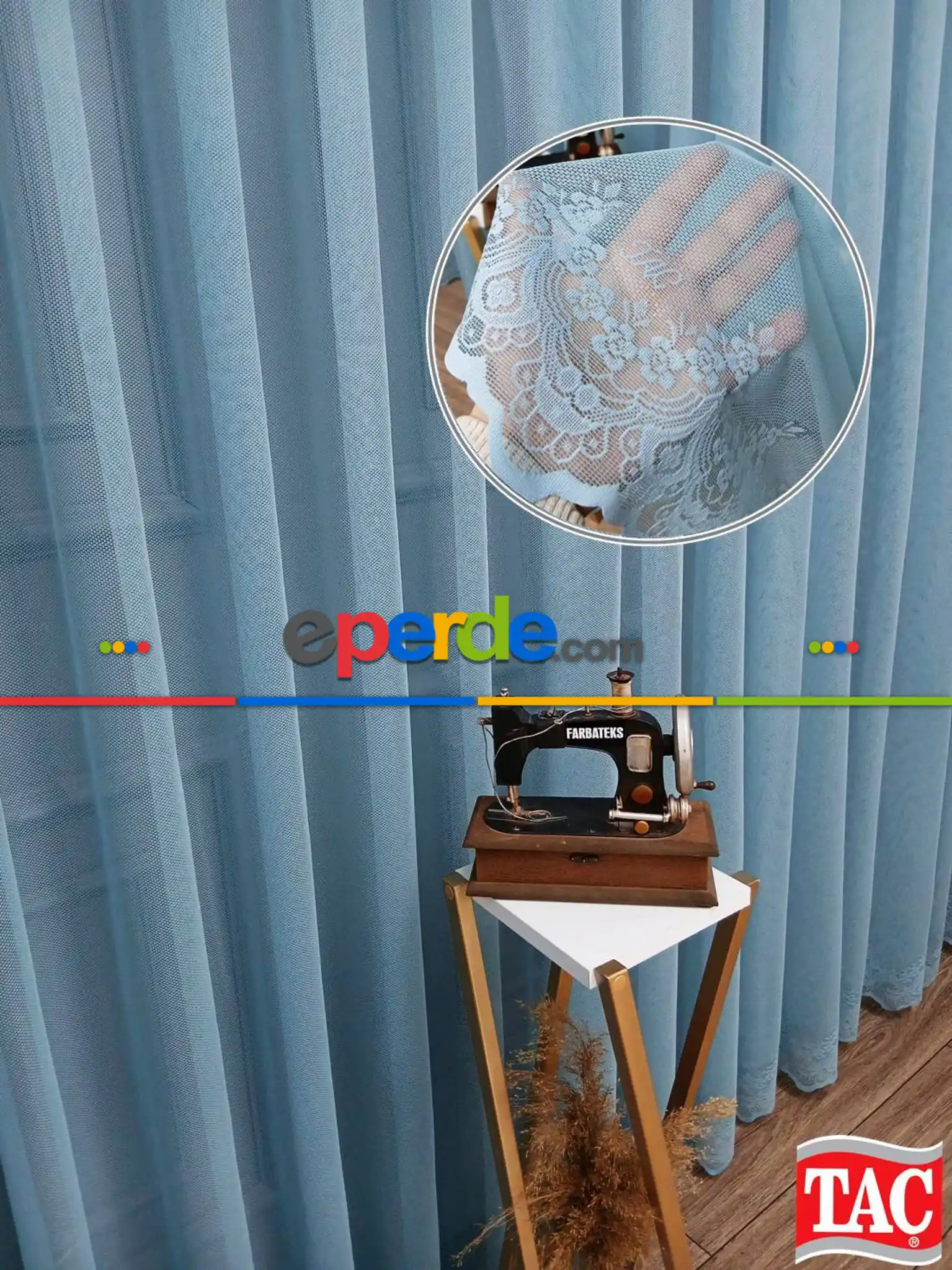 Taç Cemre Düz Örme Mint Tül Perde