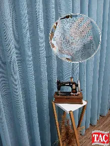 Taç Cemre Düz Örme Mint Tül Perde