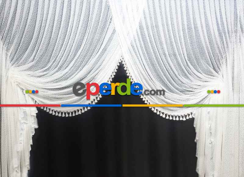 Saçaklı Kruvaze Modeleri Arı Peteği- Beyaz-ekru