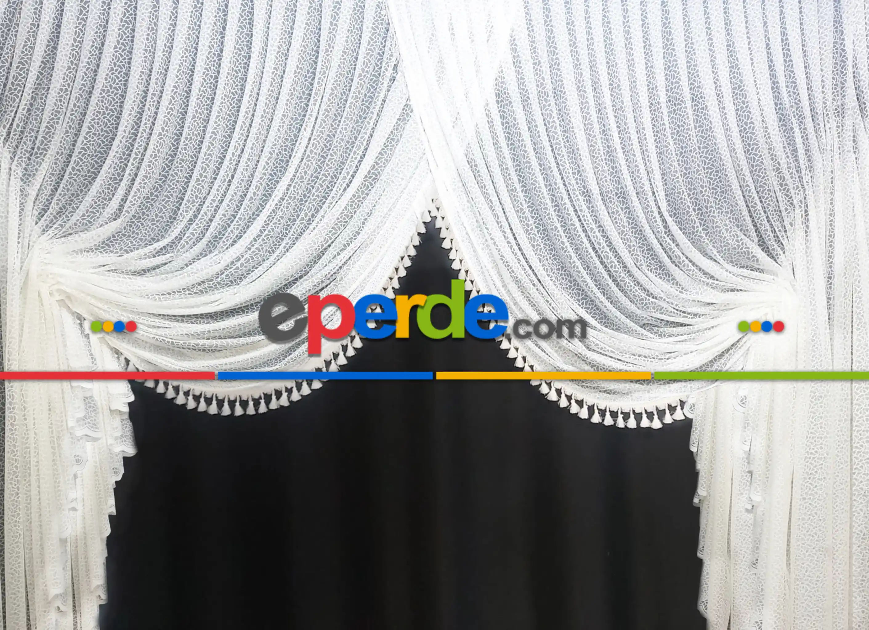 Salon Saçaklı Kruvaze Modeleri Arı Peteği- Beyaz-Ekru