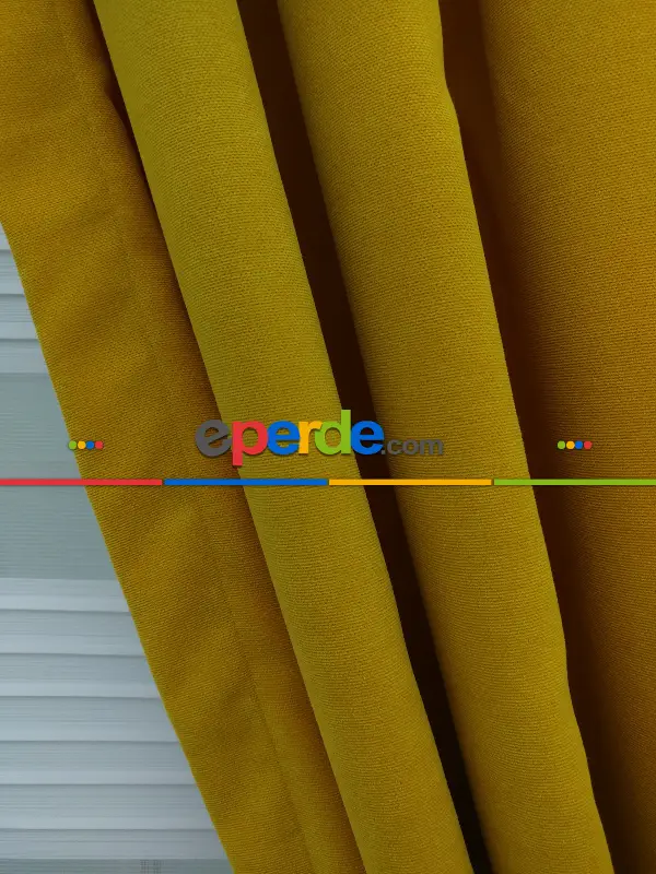 %25 İndirimli!!! Hardal Sarısı Düz Fon Perde(fon Demiri Hediyeli)- Hardal Sarısı