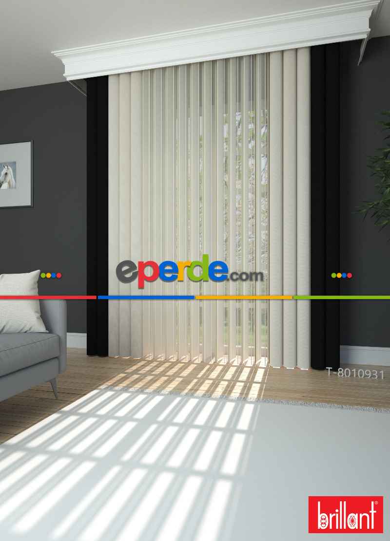 Brillant Akıllı Tül Siyah-krem Perde Tül Dikey Zebra Perde Düz 1. Kalite