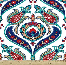 Mavi Osmanlı Desenli Fon Perde Evm606 Kumaşı Kalındır Duck Bezi Değildir- Mavi-Kırmızı-Beyaz-Turkuaz