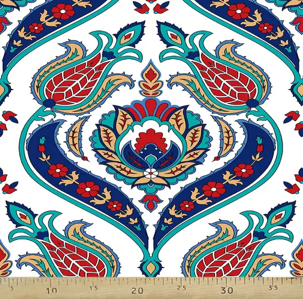 Mavi Osmanlı Desenli Fon Perde Evm606 Kumaşı Kalındır Duck Bezi Değildir- Mavi-Kırmızı-Beyaz-Turkuaz