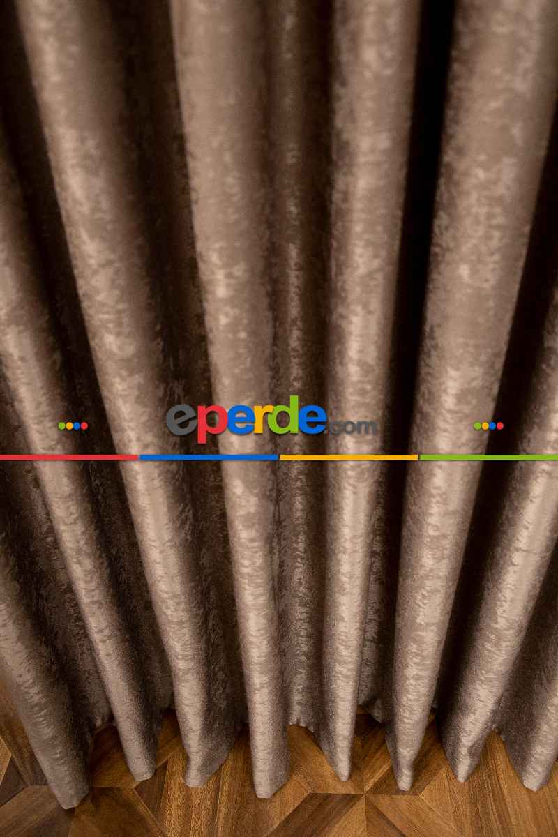 Salon - Soft Sütlü Kahve Fon Perde Dökümlü En - Sütlü Kahve