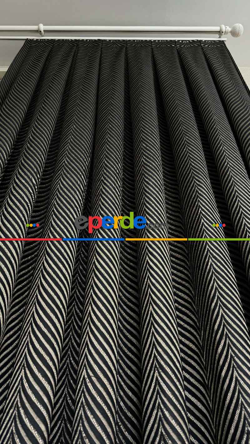 Siyah Gold Altın Premium Jakar Dokuma Pano Fon Perde - Gramajlı