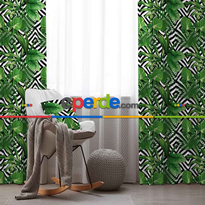 Tropikal Fon Perde Evim K-22 Kumaşı Kalındır Duck Bezi Değildir