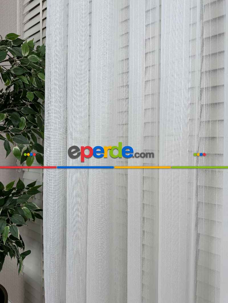 Brillant Çizgili Tül Perde, Premium Seri, Kurşunlu Tül