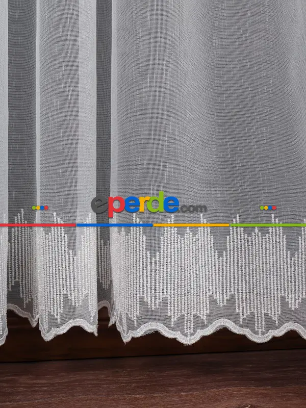 Etek Ucu Nakış İşlemeli Tül Perde