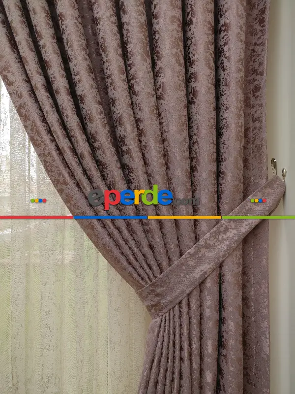 Gül Kurusu Duz Jakar Fon Perde (150)- Gül Kurusu