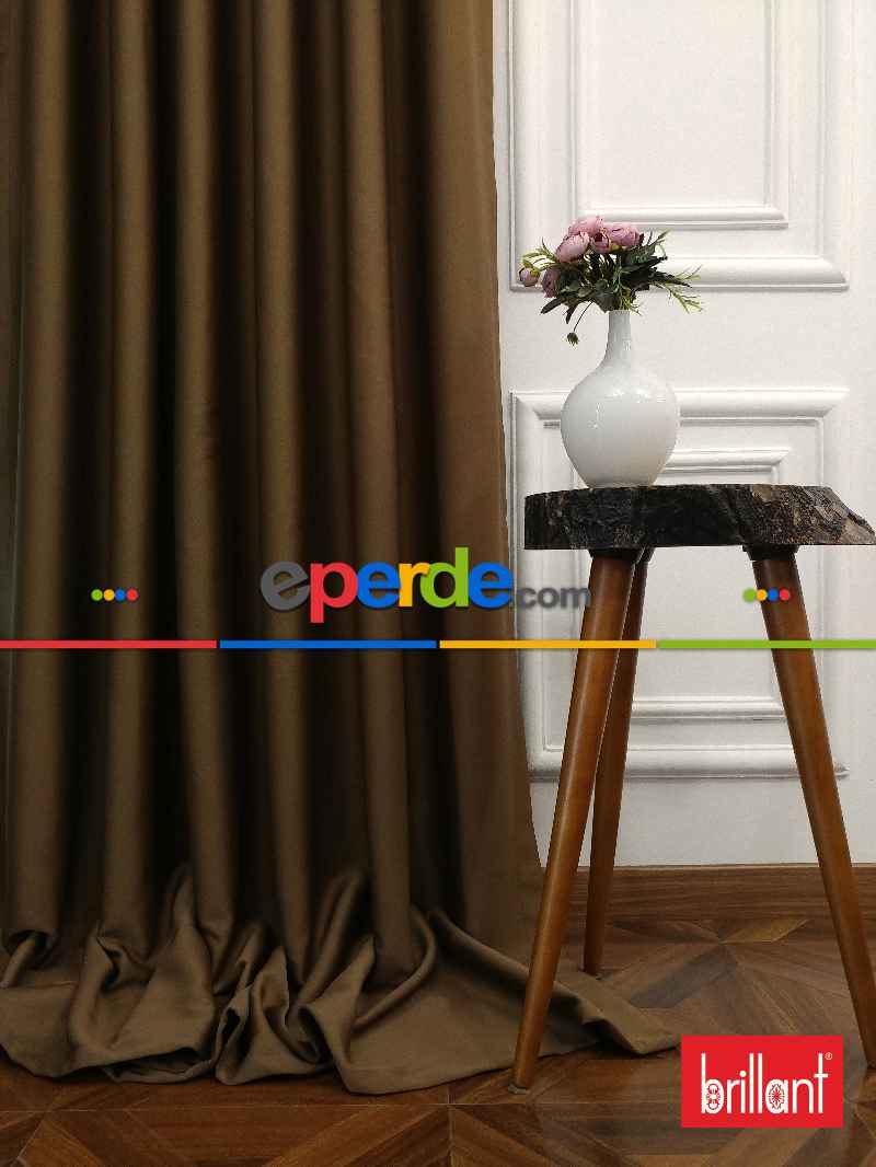 %98 Brillant Karartma Blackout Kahve Renk Fon Perde- Kahve