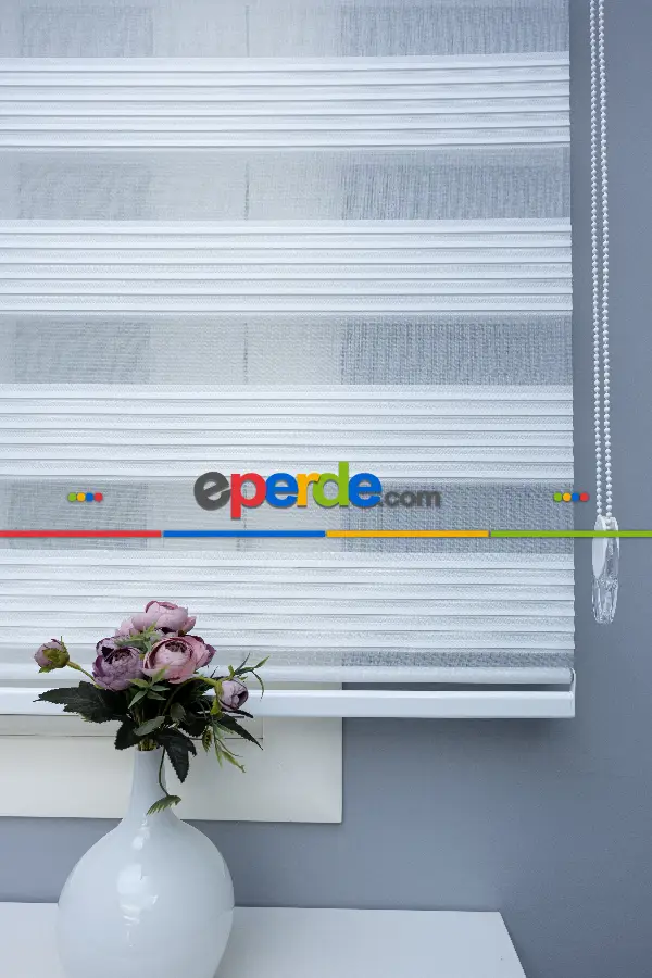 100x200 Hazır Ekru Dar Plise Zebra Perde- Ekru