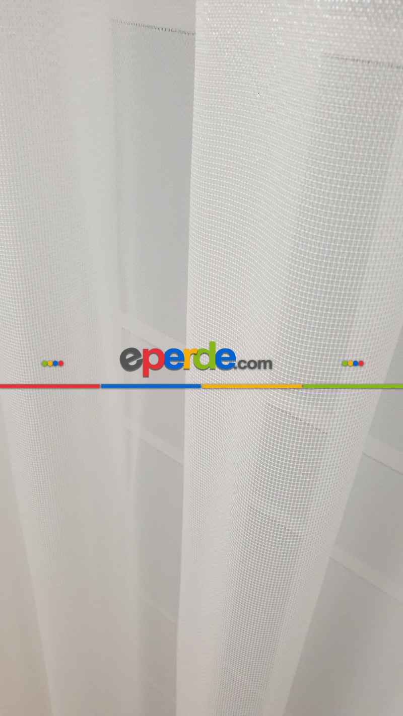 Yatak Odası - Parlak Kalın Tül Tasarım Moda Yeni Tasarım- Beyaz-ekru