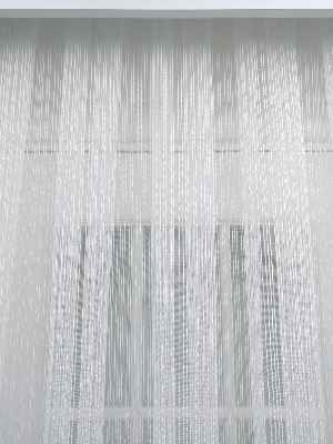 Düz Boyuna Çizgili Tül Perde- Ekru - Kurşunlu Tül