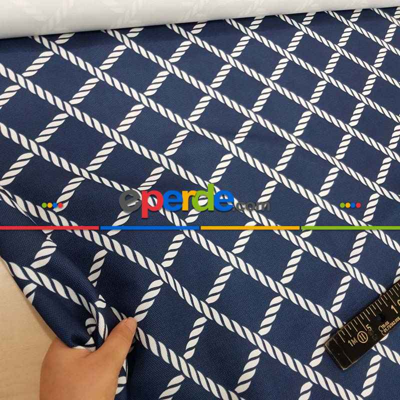 Marin Serisi Karo Desenli Fon Perde Evm1512-1 Kumaşı Kalındır Duck Bezi Değildir- Mavi Koyu