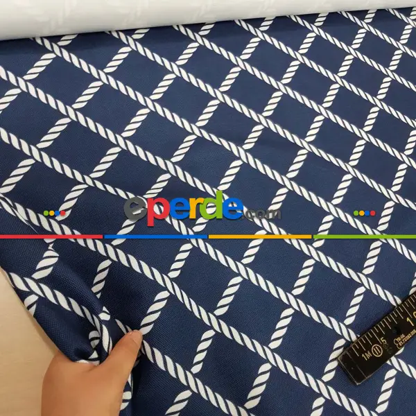 Bebek Odası - Marin Serisi Karo Desenli Fon Perde Evm1512-1 Kumaşı Kalındır Duck Bezi Değildir- Mavi Koyu