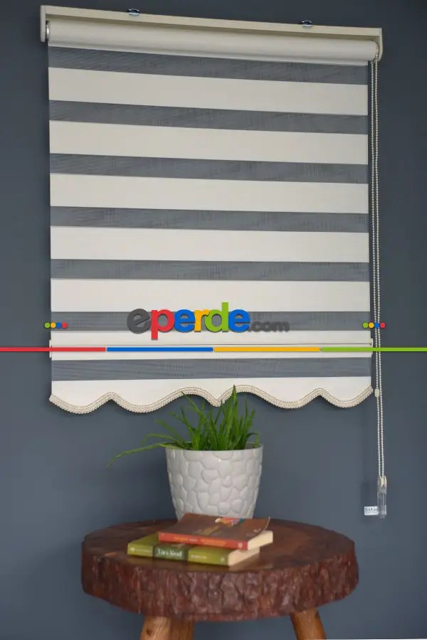 Halim Perdesan Bz-251 Beyaz Renk Etekli Veya Eteksiz Zebra Stor Perde