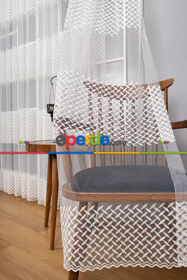 Kampanyalı Brode Tül Perde - Ekru